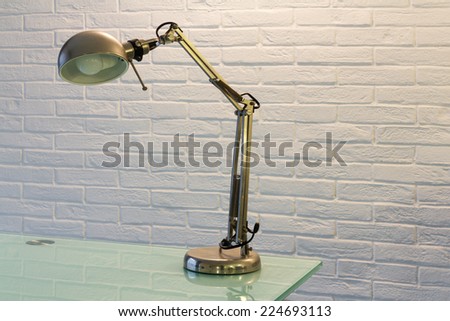 Interior, desk lamp in metal