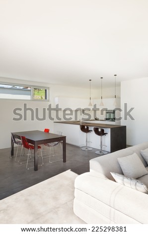 Architecture modern design, interior, living room with kitchen
