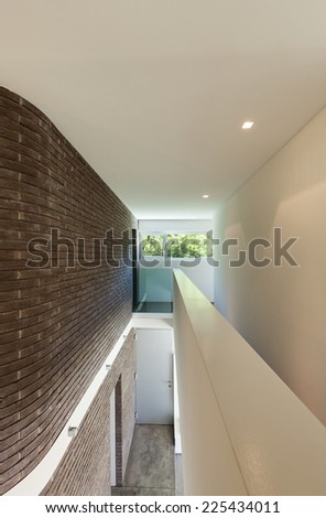Architecture modern design, interior, view from passage