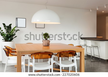interior, lovely apartment furnished, dining room view