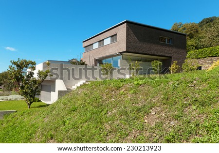 Architecture modern design, house of bricks, outdoors