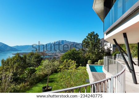 Architecture; modern villa; view from the terrace