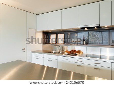 Modern architecture, comfortable apartment, kitchen view