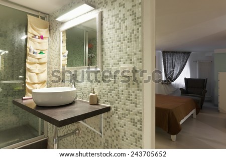 Architecture, interior home, bathroom with shower