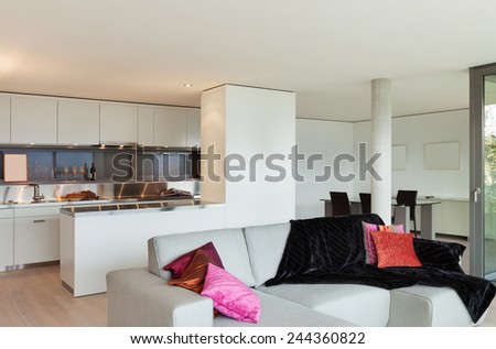 Modern architecture, nice apartment, living room view
