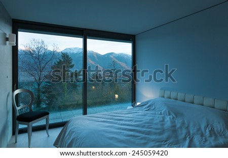 Modern architecture, nice apartment, comfortable bedroom