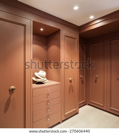 Interior beautiful apartment, elegant wardrobe