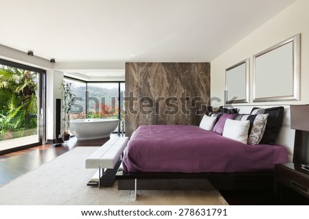 architecture, modern house, beautiful interiors, wide bedroom
