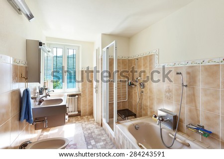 interior of old house, nice domestic bathroom