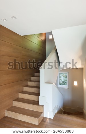 Architecture, empty modern house, staircase view