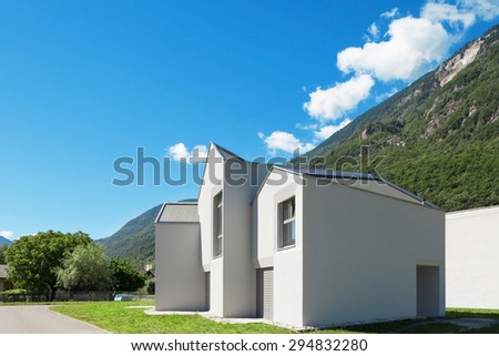 architecture, modern white houses, outdoor of summer day