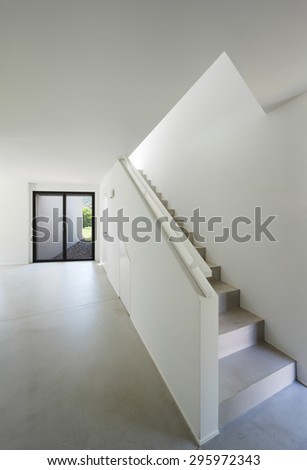 architecture, interior modern house, cement staircase