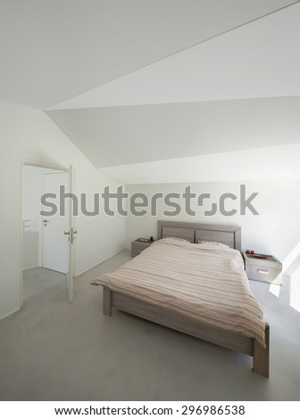 architecture, interior modern house, bedroom with double bed