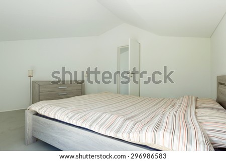 architecture, interior modern house, bedroom with double bed