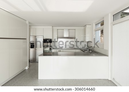 Architecture, interior of a modern house, white kitchen