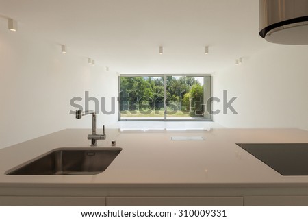Architecture, new trend design, counter top of modern kitchen