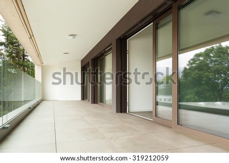 interior of new apartment, balcony seen from the outside