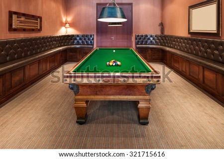 Entertainment room in luxury mansion with  pool table