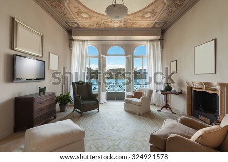comfortable living room of an old luxury mansion