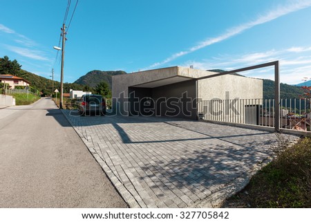 Modern house, minimalist square concrete