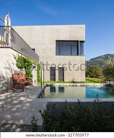 Modern house, minimalist square concrete