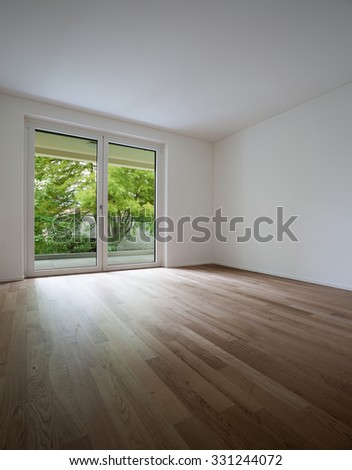 Interior modern apartment, bright room with parquet floor