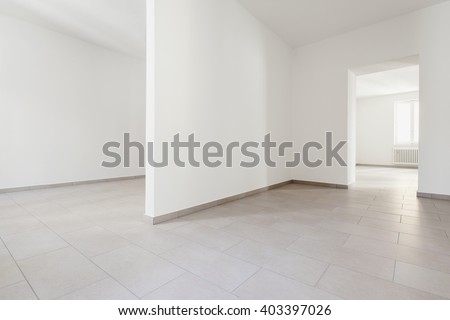 renovated old house, empty rooms with withe walls, interior