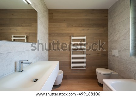 Architecture, modern bathroom of a new apartment