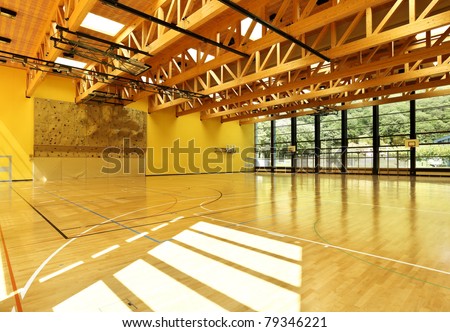 Public school, interior wide gym