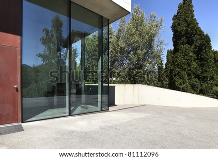 modern house, entry door, outdoors