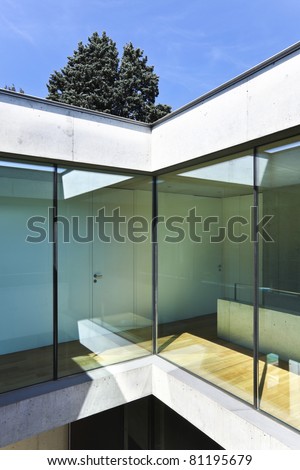 modern house interior, view from window