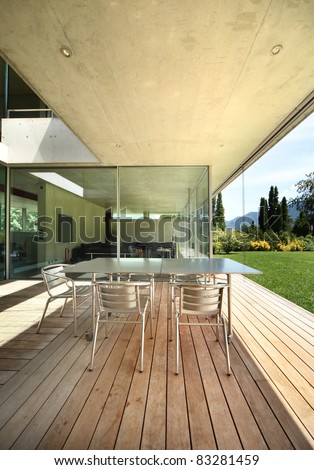 Architecture, modern house outdoors, veranda