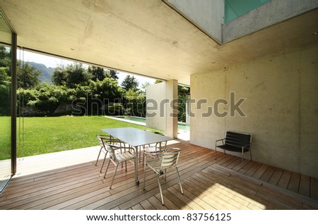 Architecture, modern house outdoors, veranda