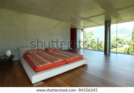 modern house interior, bedroom view