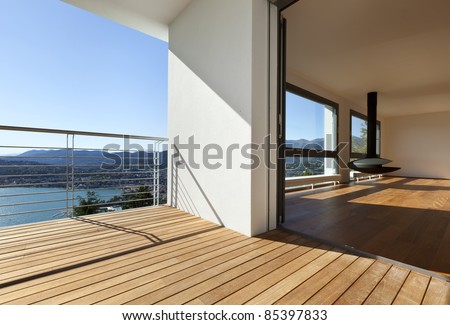 Modern apartment, balcony with panoramic view