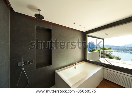 Modern apartment, bath with panoramic view