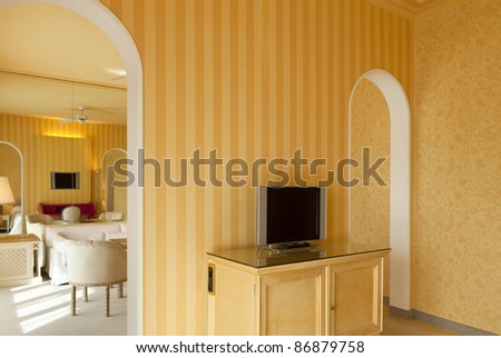 interior luxury apartment, comfortable suite, lounge view