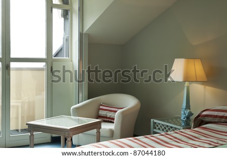 romantic corner of a hotel room, interior