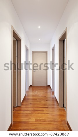 New Apartment, Empty Corridor Many Doors 商