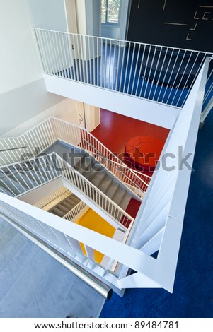 modern public school,  staircase
