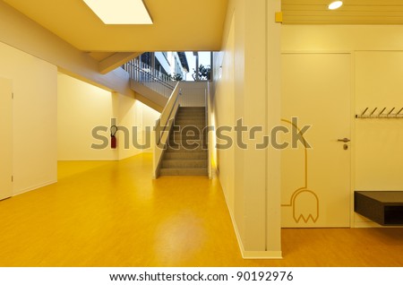modern public school, staircase