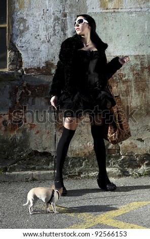 modern punk fashion, portrait of a beautiful model posing dressed In vintage clothes