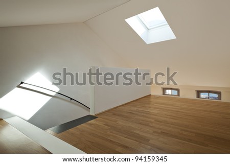 beautiful modern apartment, view of room under the roof