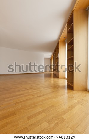 beautiful apartment, interior, wall cabinet in empty room