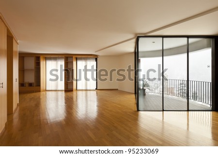 beautiful apartment, interior, empty room with windows
