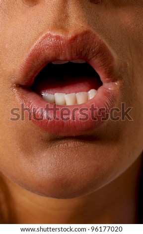 woman with open mouth, close-up