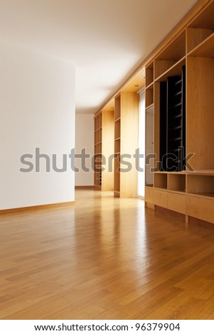 beautiful apartment, interior, wall cabinet in empty room