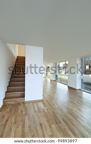 beautiful modern duplex, wooden staircase