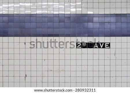 Generic abstract of old subway wall with blue tiles