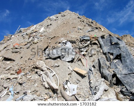 Landscape photo of a pile of rubbish.